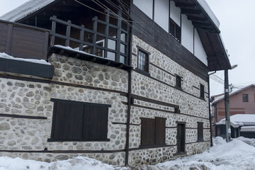 Street at winter in Bansko town, Bulgaria 