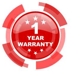 warranty guarantee 1 year red glossy web icon