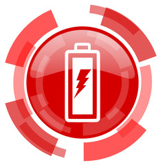 Obraz premium battery red glossy web icon