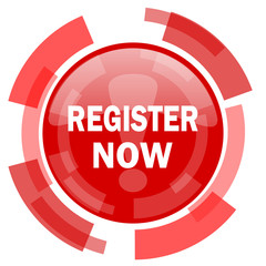 register now red glossy web icon