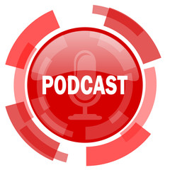 podcast red glossy web icon