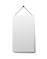 Vertical hanging white banner.