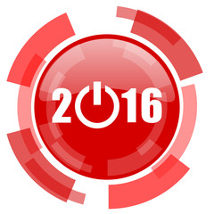 year 2016 red glossy web icon