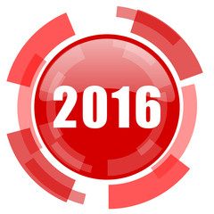 year 2016 red glossy web icon