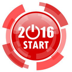 year 2016 red glossy web icon