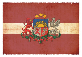 Grunge-Flagge Lettland mit Wappen