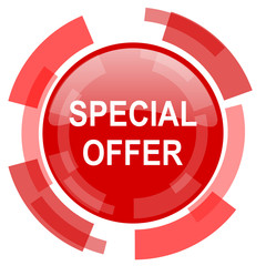 special offer red glossy web icon