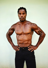 Fototapeta premium Shirtless african bodybuilder