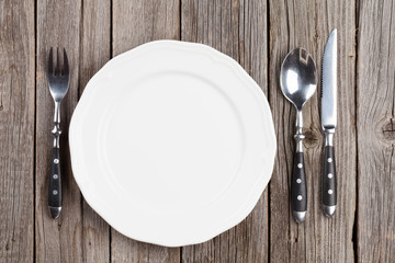 Empty plate and silverware