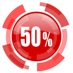 50 percent red glossy web icon