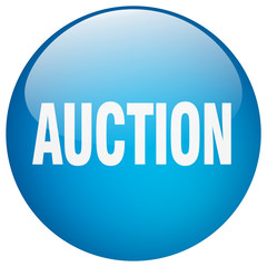 auction blue round gel isolated push button