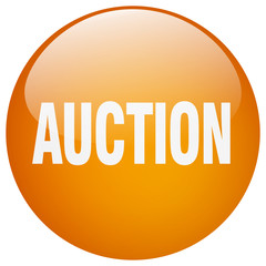 auction orange round gel isolated push button