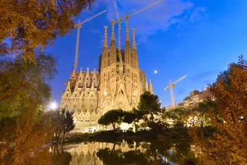 Tableaux ronds sur aluminium brossé Monument artistique La Sagrada Familia