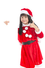 Beautiful asian girl wearing Santa Claus uniform