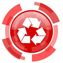 recycle red glossy web icon