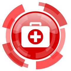 Obraz premium first aid red glossy web icon