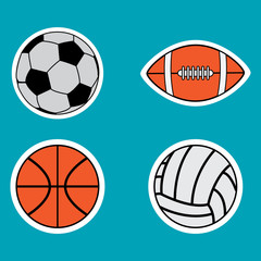 Preview
Стоковая векторная иллюстрация:
Soccer, basketball, volleyball and american football ball flat icons