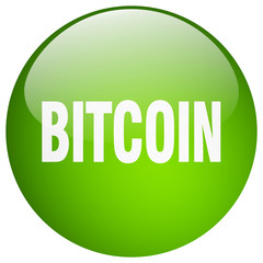 bitcoin green round gel isolated push button