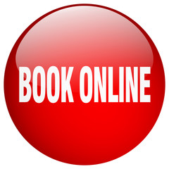 book online red round gel isolated push button