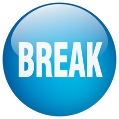 break blue round gel isolated push button