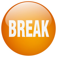 break orange round gel isolated push button