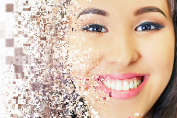 Beautiful asian woman smile with healthy teeth whitening