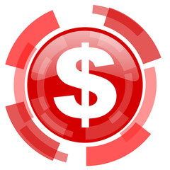 dollar red glossy web icon