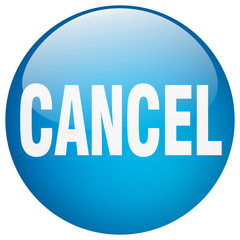 cancel blue round gel isolated push button