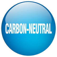carbon-neutral blue round gel isolated push button