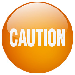 caution orange round gel isolated push button