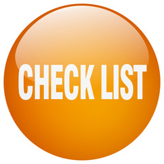 check list orange round gel isolated push button