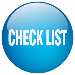 check list blue round gel isolated push button