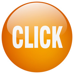 click orange round gel isolated push button