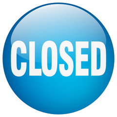 closed blue round gel isolated push button