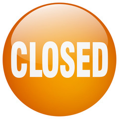 closed orange round gel isolated push button