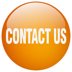 contact us orange round gel isolated push button