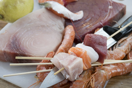 ingredients for fish skewers