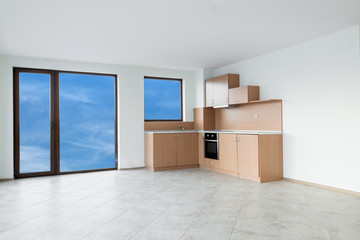 Unfinished kitchen interior