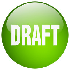 draft green round gel isolated push button