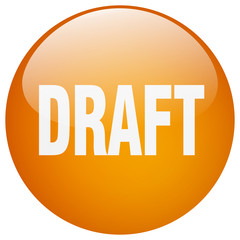 draft orange round gel isolated push button