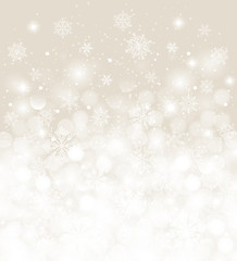 Fototapeta premium Holiday Christmas background blurred white with snowfall and copy space