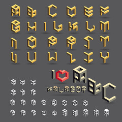 cubic font, symbol and icon set