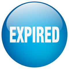 expired blue round gel isolated push button