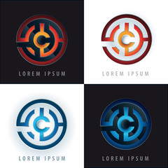 labyrinth logo design with 3D effect