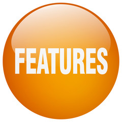 features orange round gel isolated push button