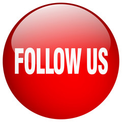 follow us red round gel isolated push button