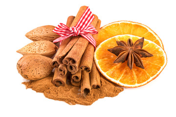 Christmas Spices Decoration with Cinnamon Orange Slices Anise