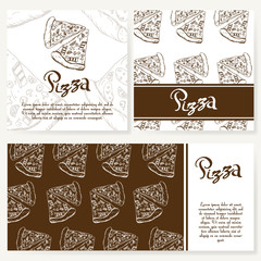 Cafe menu with hand drawn design. Fast food restaurant menu template. Set of cards for corporate identity. Vector illustration