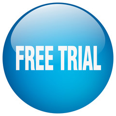 free trial blue round gel isolated push button