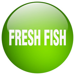 fresh fish green round gel isolated push button